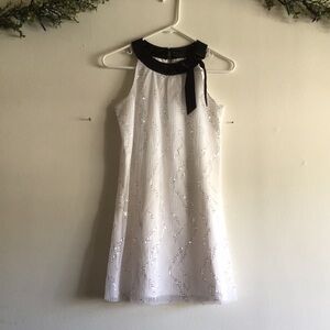 Rare Editions Sz 14 Girls White Sparkle Sheath Straight Halter Dress Crinkle